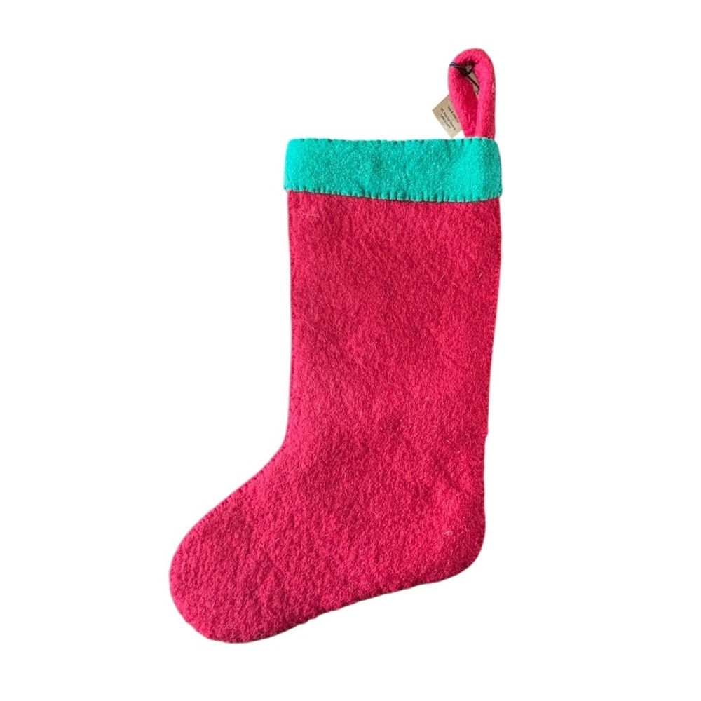 WOOL CHRISTMAS STOCKING LETTER TO SANTA Pocket Felt 19” red green - Picture 4 of 11